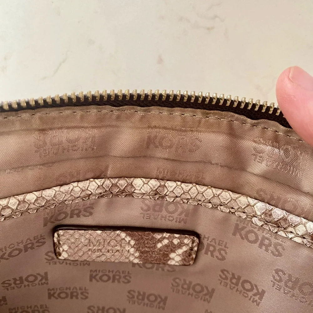 Michael Kors East West Jet Set Snake Python Embossed Crossbody Bag Purse